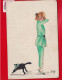 Jolie CPA Femme Chat Peinte à La Main  Dessin Original Carte Lavis Canson  Circa 1020 Style ART DECO Dadu Sauzé Vaussais - Autres & Non Classés