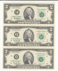 CRBX0340 3 BILLETES EEUU UNCUT 2 DOLARES 1995 SERIE F SIN CIRCULAR - Other - America