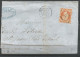 FRANCE ANNEE 1862 TP N° 23 SUR LETTRE DE GRANDVILLE 10 AVRIL 63 TB - 1862 Napoleon III