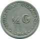 1/4 GULDEN 1944 CURACAO Netherlands SILVER Colonial Coin #NL10567.4.U.A - Curacao