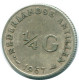 1/4 GULDEN 1967 ANTILLAS NEERLANDESAS PLATA Colonial Moneda #NL11514.4.E.A - Antille Olandesi