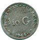 1/10 GULDEN 1944 CURACAO Netherlands SILVER Colonial Coin #NL11793.3.U.A - Curacao