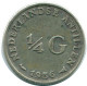 1/4 GULDEN 1956 ANTILLAS NEERLANDESAS PLATA Colonial Moneda #NL10949.4.E.A - Antille Olandesi
