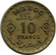 10 FRANCS 1951 MOROCCO Islamic Coin #AH677.3.U.A - Morocco
