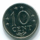 10 CENTS 1979 NIEDERLÄNDISCHE ANTILLEN Nickel Koloniale Münze #S13597.D.A - Antille Olandesi
