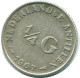 1/4 GULDEN 1967 NIEDERLÄNDISCHE ANTILLEN SILBER Koloniale Münze #NL11521.4.D.A - Antilles Néerlandaises