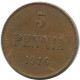 5 PENNIA 1916 FINLAND Coin RUSSIA EMPIRE #AB219.5.U.A - Finland