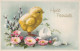 EASTER CHICKEN EGG Vintage Postcard CPA #PKE431.A - Ostern