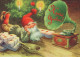 SANTA CLAUS Happy New Year Christmas GNOME Vintage Postcard CPSM #PBA736.A - Kerstman