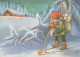 SANTA CLAUS Happy New Year Christmas GNOME Vintage Postcard CPSM #PBA741.A - Kerstman