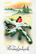 Buon Anno Natale UCCELLO Vintage Cartolina CPA #PKE833.A - Neujahr