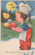 PÂQUES ENFANTS POULET ŒUF Vintage Carte Postale CPA #PKE319.A - Pasen