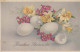 EASTER FLOWERS EGG Vintage Postcard CPA #PKE151.A - Ostern
