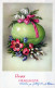 OSTERN FLOWERS EI Vintage Ansichtskarte Postkarte CPA #PKE173.DE - Pâques