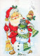 PÈRE NOËL Bonne Année Noël BONHOMME DE NEIGE Vintage Carte Postale CPSM #PAU395.FR - Kerstman