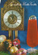 Bonne Année Noël HORLOGE DE TABLE Vintage Carte Postale CPSM #PAT751.FR - Nieuwjaar