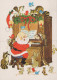 PÈRE NOËL Animaux NOËL Fêtes Voeux Vintage Carte Postale CPSM #PAK766.FR - Santa Claus