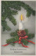 Happy New Year Christmas CANDLE Vintage Postcard CPSMPF #PKG153.GB - Nieuwjaar