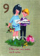 HAPPY BIRTHDAY 9 Year Old GIRL CHILDREN Vintage Postal CPSM #PBT858.GB - Anniversaire