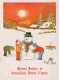 Happy New Year Christmas CHILDREN SNOWMAN Vintage Postcard CPSM #PBO090.GB - New Year