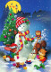 Happy New Year Christmas SNOWMAN Vintage Postcard CPSM #PAZ785.GB - Año Nuevo