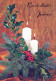 Happy New Year Christmas CANDLE Vintage Postcard CPSM #PAZ346.GB - Neujahr