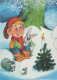 Happy New Year Christmas GNOME Vintage Postcard CPSM #PAY178.GB - Año Nuevo