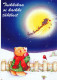 Happy New Year Christmas TEDDY BEAR Vintage Postcard CPSM #PAU863.GB - Nieuwjaar