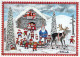 SANTA CLAUS ANIMALS CHRISTMAS Holidays Vintage Postcard CPSM #PAK978.GB - Santa Claus