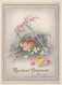 PASQUA CONIGLIO Vintage Cartolina CPSM #PBO413.IT - Ostern