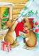 Buon Anno Natale CONIGLIO Vintage Cartolina CPSM #PAV262.IT - Nieuwjaar