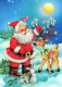 BABBO NATALE Animale Natale Vintage Cartolina CPSM #PAK569.IT - Kerstman