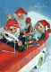 BABBO NATALE CAR AUTO Natale Vintage Cartolina CPSM #PAK010.IT - Santa Claus
