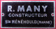 51 SAINTE MENEHOULD  Plaque De Metier R. MANY CONSTRUCTEUR - Andere & Zonder Classificatie