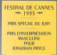 AUTOCOLLANT-1995-FESTIVAL De CANNES-PRIX SPECIAL DU JURY-Ft 10x10Cm-TBE/RARE - Autocollants