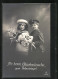 AK Mädchen Mit Matrosenanzug Und Junge In Uniform Mit Blumensträussen  - Weltkrieg 1914-18