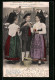 AK Gruss Aus Dem Elsaa, Souvenir D`Alsace, Ottrotter Schlösser, Elsass-lothringische Tracht  - Costumes