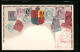 AK Briefmarken Mit Wappen Gibraltars, Landkarte  - Stamps (pictures)