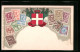 Präge-AK Briefmarken Und Wappen Des Italienischen Königreichs  - Briefmarken (Abbildungen)