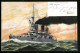 Lithographie Linienschiff Kaiser Barbarossa Auf Hoher See, Kriegsschiff  - Oorlog