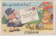 CPA - 68 - COLMAR - CARTE A SYSTEME TIRETTE - FANTAISIE - Une Qui Vient De Loin ! - FACTEUR - Illustrateur BOZZ - Colmar