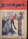 Revue   LE CRI DE PARIS  N° 1382 Septembre 1923  (pub MADELENE VIONNET Au Plat Inférieur)     (CAT4090 / 1382) - Humour