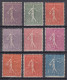 TIMBRE FRANCE SERIE SEMEUSE LIGNEE N° 197/205 NEUVE * GOMME AVEC CHARNIERE - 1903-60 Semeuse Lignée