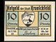 Notgeld Kranichfeld /Ilm 1921, 10 Pfennig, Niederburg (Weimarisches Schloss) Und Wappen  - [11] Local Banknote Issues