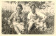 Social History Souvenir Photo Postcard Couple Family Children In Nature - Photographs