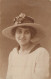 Social History Souvenir Photo Postcard Elegance Lady Dress Hat Flower - Photographie