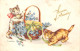 Delcampe - ¤¤  -  Lot De 5 Cartes De " CHATS  "  - Bonne Année, Joyeuses Pâques   -  ¤¤ - Cats