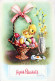 PASQUA POLLO UOVO Vintage Cartolina CPSM #PBP029.A - Easter