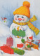Feliz Año Navidad MUÑECO DE NIEVE Vintage Tarjeta Postal CPSM #PAZ621.A - Nouvel An