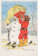 Happy New Year Christmas SNOWMAN Vintage Postcard CPSM #PAY664.A - Nouvel An